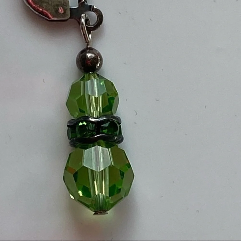 Handmade 925 Silver Peridot Green Crystal Beaded Ball Drop Earrings NEW